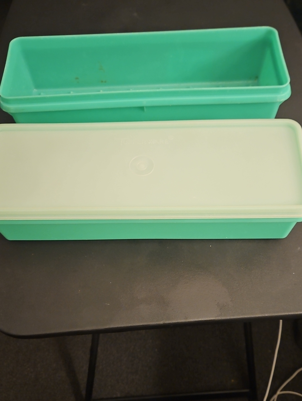 Tupperware VINTAGE Green Rectangular Storage Box